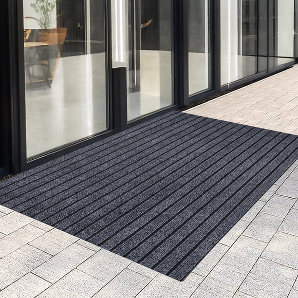 Cagogo Composite Polyester Carpet Door Mat, Solid Color Enduring Striped Entrance Floor Mat, Absorbent Durable Doormat, Non-Slip Indoor Outdoor Rug, Home Entrance Carpet for Front Door and Back