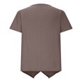 thumbnail image 4 of Timegard Tops for Women Cotton Linen V Neck Short Sleeve Irregularly Tee Casual Solid Color Lightweight, 4 of 6