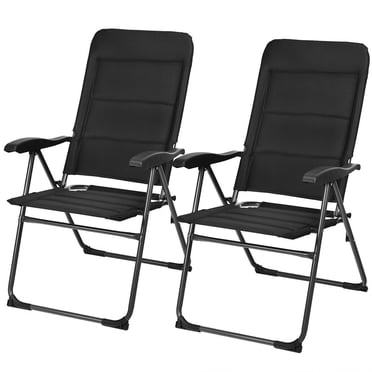 Gymax 2PCS Patio Folding Chairs Back Adjustable Reclining Padded Garden Furniture
