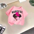 thumbnail image 2 of T-shirts Filles Été Cool Imprimé Graphique Col Rond Manches Courtes Décontracté Hauts Filles Rose 13-14 Ans, 2 of 3