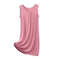 thumbnail image 1 of HUJlwoi Chemises de Nuit Grande Taille Modal Sans Manches Nuisette Basique Plissée Longue Robe de Nuit Coupe Ample Col Ras du Cou Robe de Nuit Unie, 1 of 6