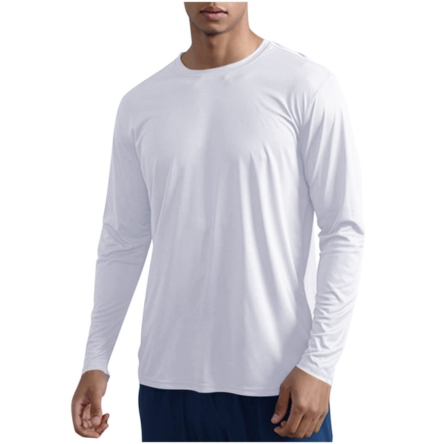 zfhfof Men's Sun Protection Athletic Shirts Long Sleeve Rash Guard Swim T-Shirts Lightweight Quick Dry Fishing Running Workout Shirts