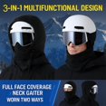 thumbnail image 2 of Capuche Imperméable Doublée en Polaire, Masques de Ski Multifonctionnels 3-en-1 pour Cyclisme Ski, 2 of 8