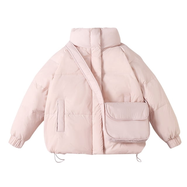 Girls' Winter Jacket, Warm Down Jacket with Bag for Medium and Large Children