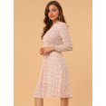 thumbnail image 4 of INSPIRE CHIC Robe Midi à Manches Longues Évasée à Col en V à Imprimé Floral pour Femme, 4 of 6
