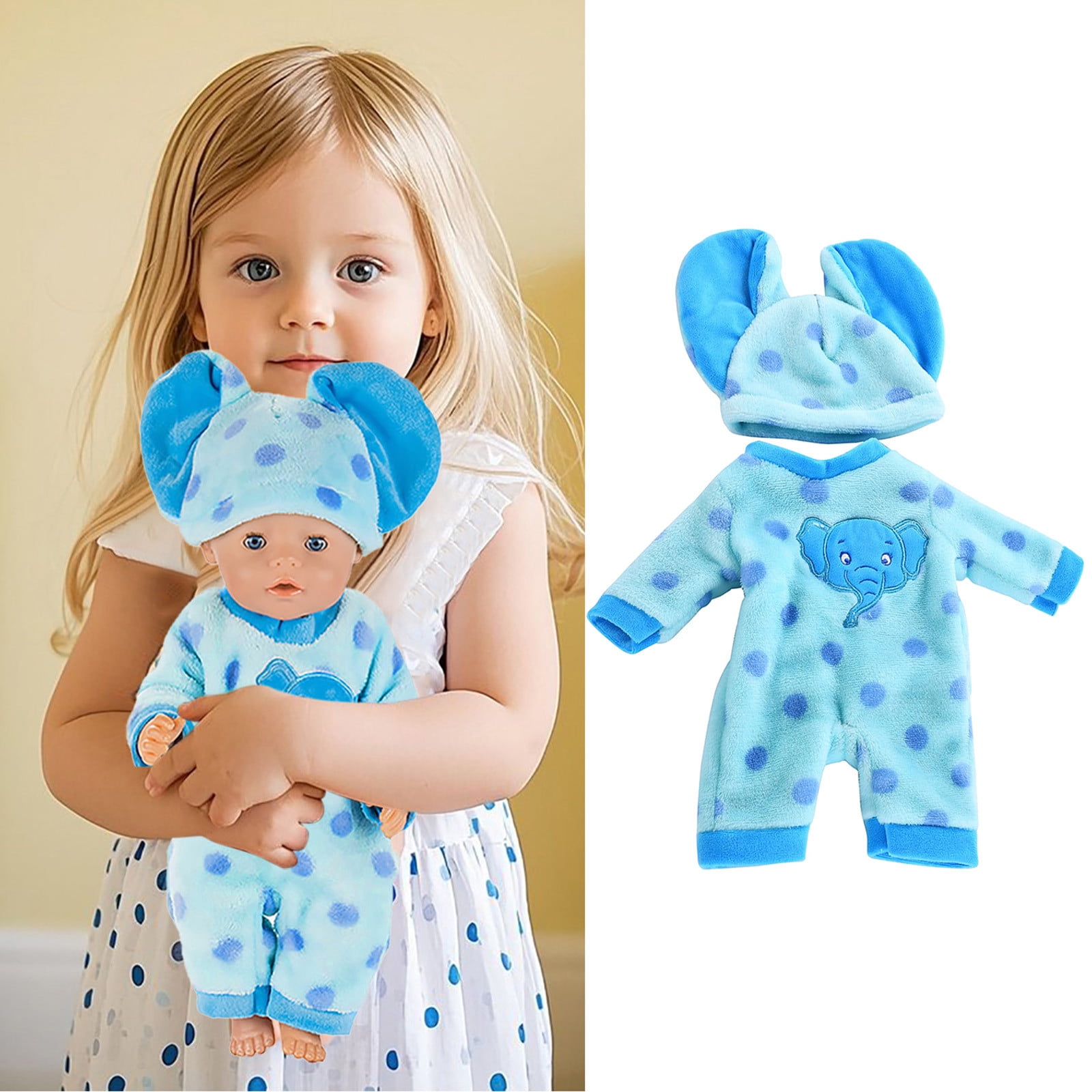 Riforla 1Ensemble Vêtements de Poupée Pyjamas Réutilisables pour Déguisement Pyjamas Mignons pour Poupées & Accessoires Bleu Ciel
