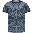 thumbnail image 1 of T-shirt à Col Contrastant pour Hommes Trippy Tribal Owl, 1 of 1