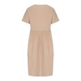 thumbnail image 4 of QIPOPIQ Robes pour Femmes Robe Midi à Étages Manches Courtes Nouvelle Allure Élégante Couleur Robe d'Été Boutonnée Ample Robe en Coton et Lin Offres 2023, 4 of 6