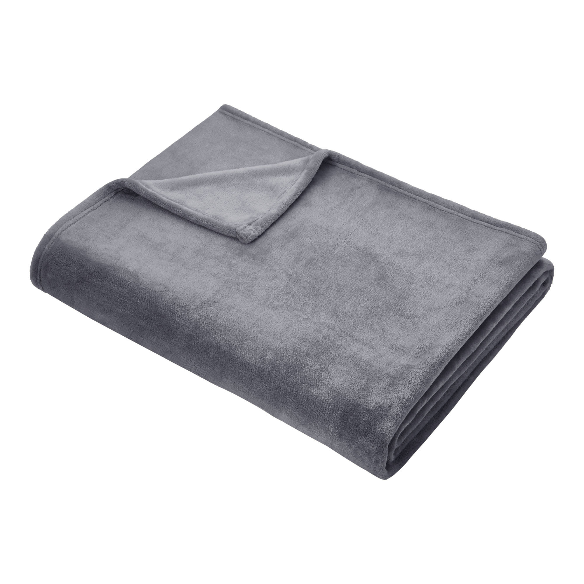 Couverture en velours pelucheux gris HOMETRENDS, 1 place