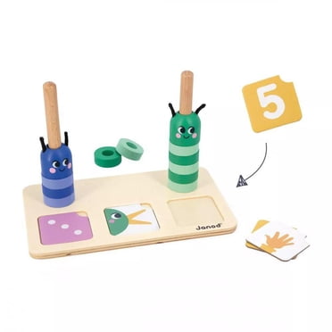 Janod - Composition et Comparaison de Nombres - Jeu Éducatif de Comptage en Bois pour Tout-Petits - Apprendre les Nombres avec des Chenilles - Activité Mathématique Amusante - Âge 3+ - J05085