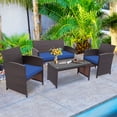thumbnail image 3 of Patiojoy 4PCS Outdoor Patio Furniture Sets Weather-Resistant Rattan Sofas w/ Soft Cushion Navy, 3 of 7