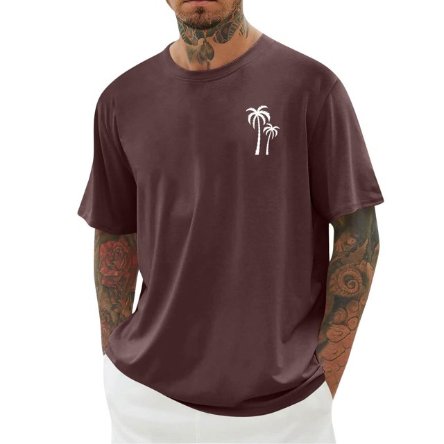 Birdeem Chemises pour Hommes Hommes Imprimé Col Rond Décontracté Mode Manches Courtes Blouses Col Rond Chemises
