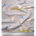 thumbnail image 1 of Soimoi Satin Silk Fabric Cycle,Rabbit & Bear Kids Print Fabric by the Yard 42 Inch Wide, 1 of 2