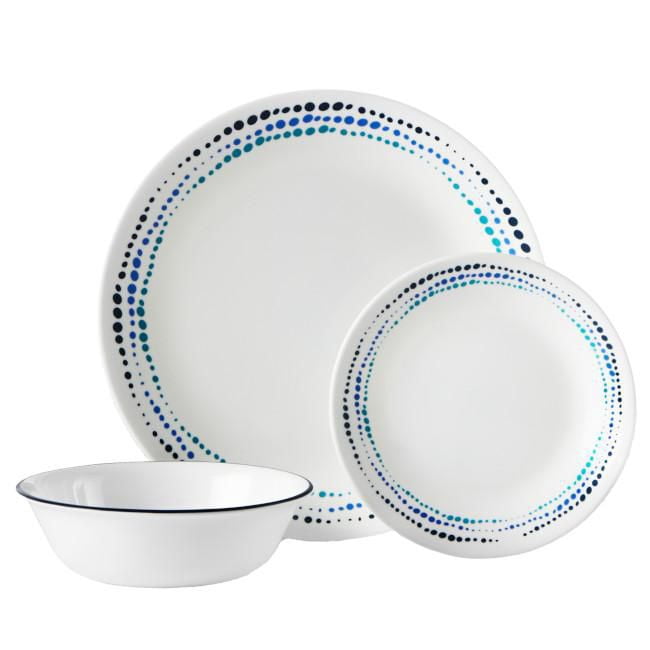 Corelle Ocean Blues 12-Piece Glass Dinnerware Set (Service for 4)