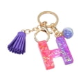 thumbnail image 1 of Hangs Pendant 2 Resin Glittering Letter Keychain with Color Stitching Flowing Design Purple Drop Glue English Character Key Chain, 1 of 5