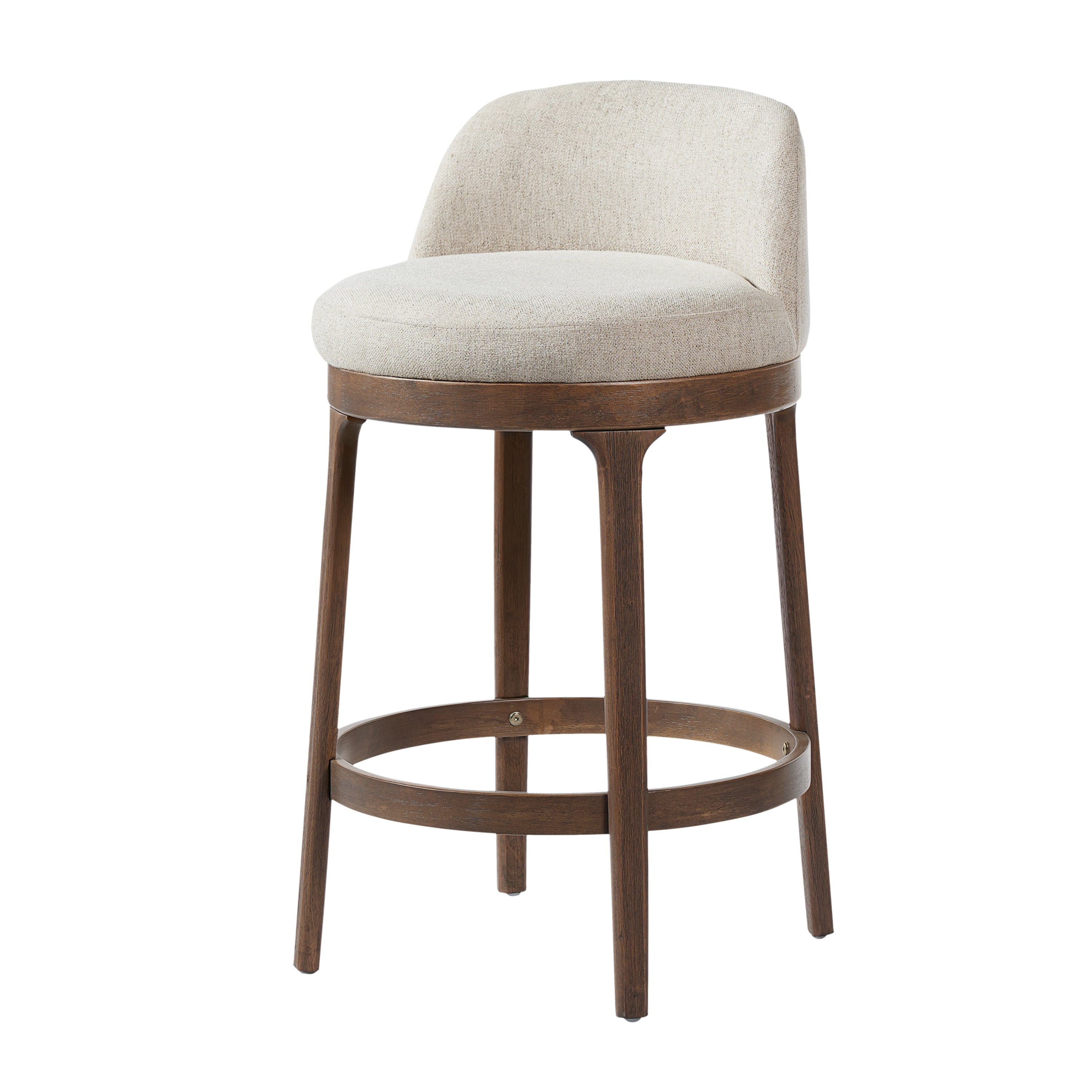 Noble House Chloe Counter Height Bar Stool Set of 2,Beige Upholstered Seat,Walnut + Beige