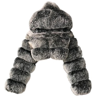EGNMCR Veste à Manches Longues pour Femmes, Manteau Décontracté Sans Capuche à Manches Longues & Vestes Femmes Court Fausse Capuche Chaude Veste à Capuche en Fourrure Manteau à Manches Longues pour Femmes