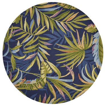 HomeRoots 354134 Tapis Rond de 7 Pi 6 Po en Polypropylène Traité UV Bleu Encre