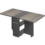 Ourlova Space Saving Folding Dining Table with 2 Tier Storage-Extendable Drop Leaf Farmhouse Wood Kitchen Dining Room Tables Set
