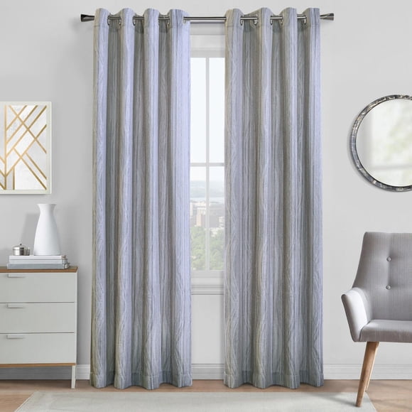 Loft Living Flick Textured Jacquard Grommet Single Curtain Panel Light-filtering 52" x 95" in Fossil Grey