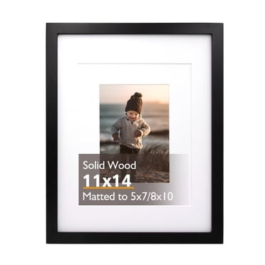 Kinlink Cadre Photo 11X14 Cadre en Bois Massif Noir avec Plexiglas en Acrylique pour Photo 5X7/8X10 avec Passe-Partout Ou 11X14 Sans Passe-Partout pour Présentation sur Table et Mur Cadre Photo 1 Paquet