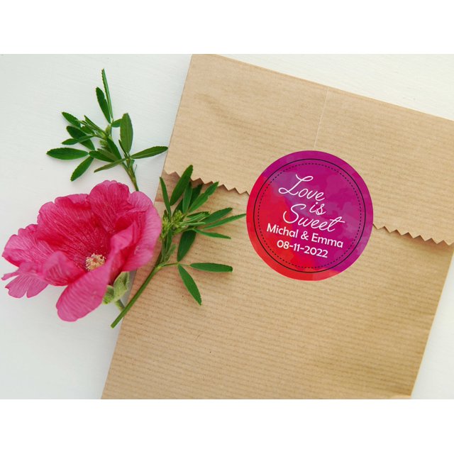 Darling Souvenir MADE WITH LOVE Water ColorTheme - 2" CustomStickersPremium 80 Self-AdhesiveRoundLabels, Personalized Wedding Party FavorStickers/RoundEnvelope Seal