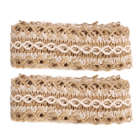 MasteelfCA 2 Rolls 2 Meters Natural Burlap Ribbon Roll for Bows Wreaths DIY Crafts Home Party Wedding Christmas Decoration