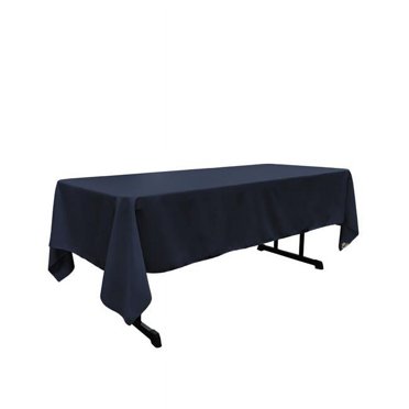 LA Linen TCpop60x126-NavyP72 Nappe Rectangulaire en Popeline de Polyester, Marine - 60 x 126 Po.