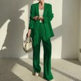 thumbnail image 2 of Timegard 2 Piece Suits Set for Women Button V Neck Open Front Jackets Business Office Wide Leg Pant Blazer Outfits, 2 of 6