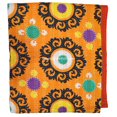 thumbnail image 2 of ColorFull House Indian Kantha Quilt, Orange Floral Pattern, Traditional Indian Textile Size ( King 108" x 108" ), 2 of 5