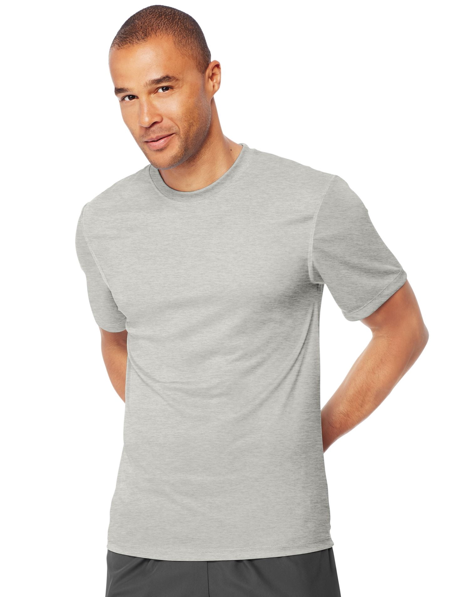 Hanes Cool DRI TAGLESS Men`s T-Shirt, S, Oxford Gray
