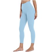 JGGSPWM Tummy Control High Waisted Leggings for Women Soft Yoga Pants Women's Gym Workout Running Leggings Light blue XL