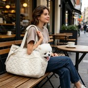 FEOLGEHLY Pet Carrier Bag, Cat Travel Carrier Portable Pet Bag for Small Medium Dogs Cats, Soft-Sided Dog Carrier Purse with Mesh Window, Travel-Friendly Pet Tote Bag for Outdoor Use, Beige