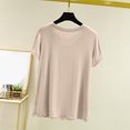thumbnail image 4 of Weiqiqre T-Shirt à Col Rond pour Femme à Manches Courtes Ajusté T-Shirt Mince Uni Haut de Pyjama Pyjama à Manches Courtes, 4 of 8