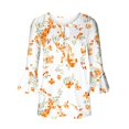thumbnail image 4 of Femmes Tops Top Floral Impression V-Cou à Manches Courtes T-Shirt Beige L, 4 of 5