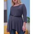 thumbnail image 5 of LARACE Tuniques pour Femmes Manches 3/4 Roulées à Imprimé Floral Blouses à Col Rond Chemises à Manches Longues pour Femmes Gris Violacé 1X, 5 of 5
