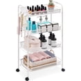 thumbnail image 1 of Kingrack Rolling Cart, 4-Tier Metal Utility Cart with wheels for Office and Home, White, 1 of 8