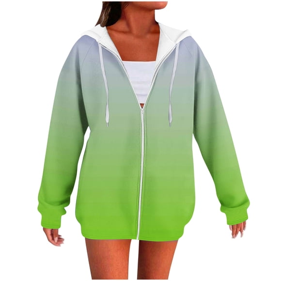 Womens Zip Up Hoodie, Oversized Fleece Pullover with Full Zipper and Adjustable Hood, Casual Long Sleeve Sweatshirt Jacket for Daily Wear