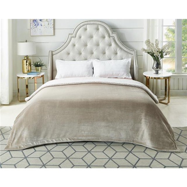 Cozy Tyme B173-20TPT-UE Couverture en Flanelle Réversible Sherpa 60 x 80 Po, Taupe