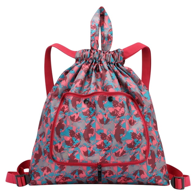 Amzcrzy Home Decor, Storage Bag, Storage Basket, Foldable Large Capacity Travel Backpack Drawstring Pocket Light Nylon Cloth Multifunctional Print Foldable Bag Organizer Foldable Capacity