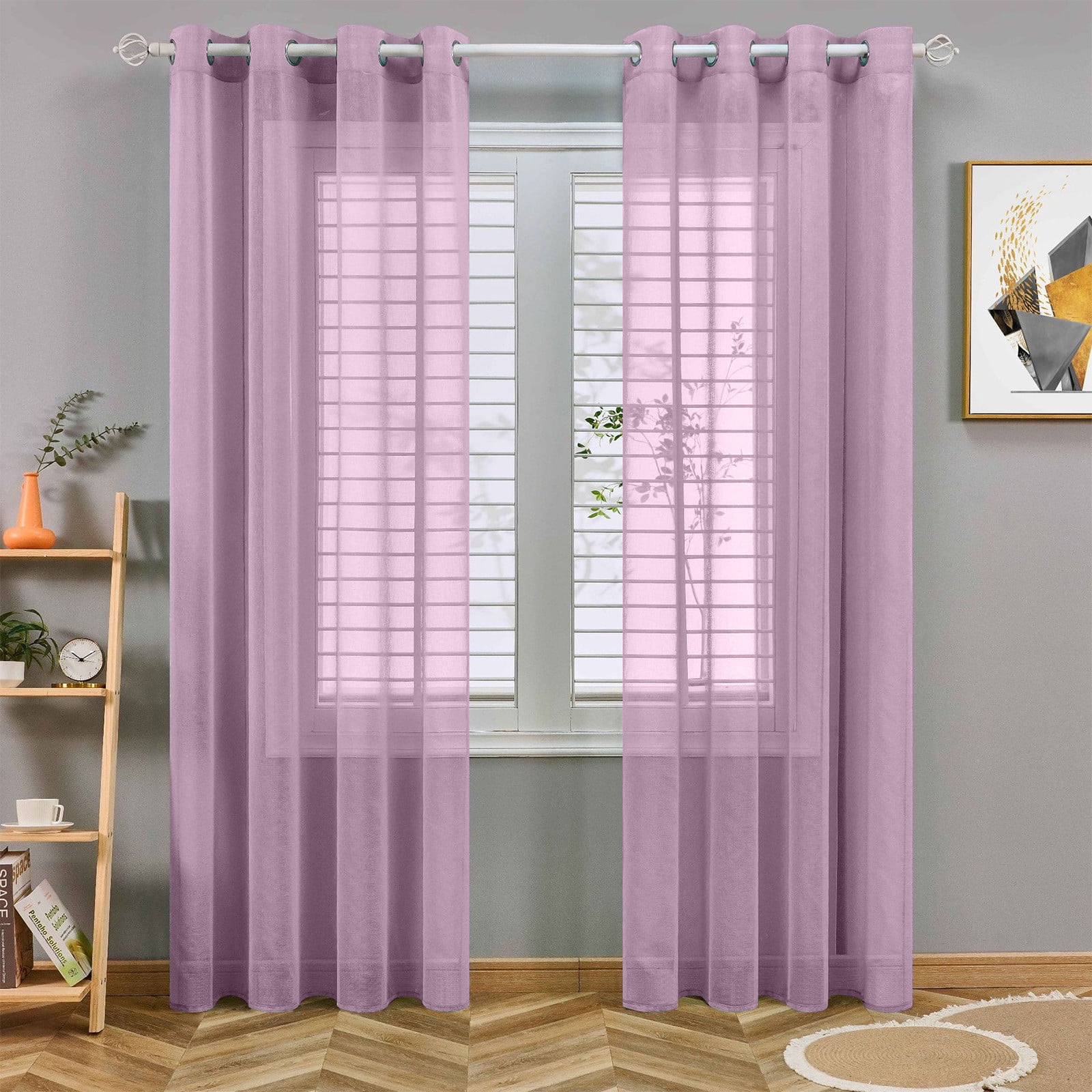 Semi Sheer Curtains For Bedroom 98 Inches Long Grommet Vertical Window Curtains Drapes With Light Through For Living Room