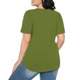 thumbnail image 4 of Penkiiy T-Shirts pour Femmes à Manches Courtes Plissés Chic Décontracté Col Rond Hauts d'Été Chemisiers L Vert Armée, 4 of 8