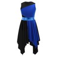 thumbnail image 3 of Yartina Robe de Danse Asymétrique pour Filles, Tunique de Prière Lituricale, Bleu&Noir 10, 3 of 6