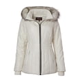 thumbnail image 1 of Sportoli Womens Winter Coat Faux Fur Trim Hooded Down Alternative Puffer Jacket - Cream (3X), 1 of 7