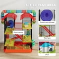 thumbnail image 4 of PawHut 18.5" Hamster Cage with Tube System, Exercise Wheel, Red, 4 of 10