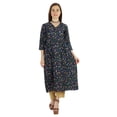 thumbnail image 1 of Moomaya Kurti Ligne A en Rayonne à Manches 3/4 Tunique Imprimée en Rayonne Robe Kurta Ethnique pour Femmes, 1 of 7