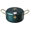 thumbnail image 2 of Rongfmy Stainless Steel Deep Frying Pot Japanese Tempura Fryer Pan Cookware Round 20cm Green, 2 of 8