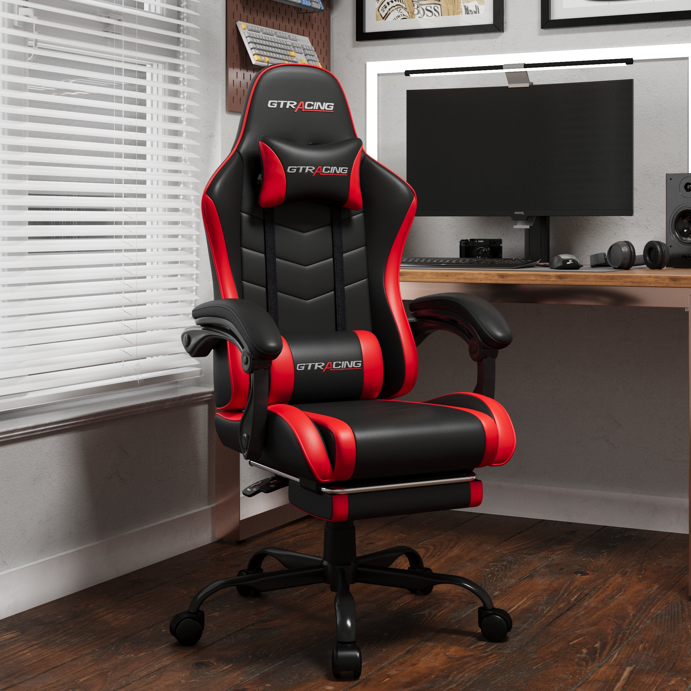 Chaise de jeu ergonomique GTRACING GTWD-200 avec coussins réglables et repose-pieds