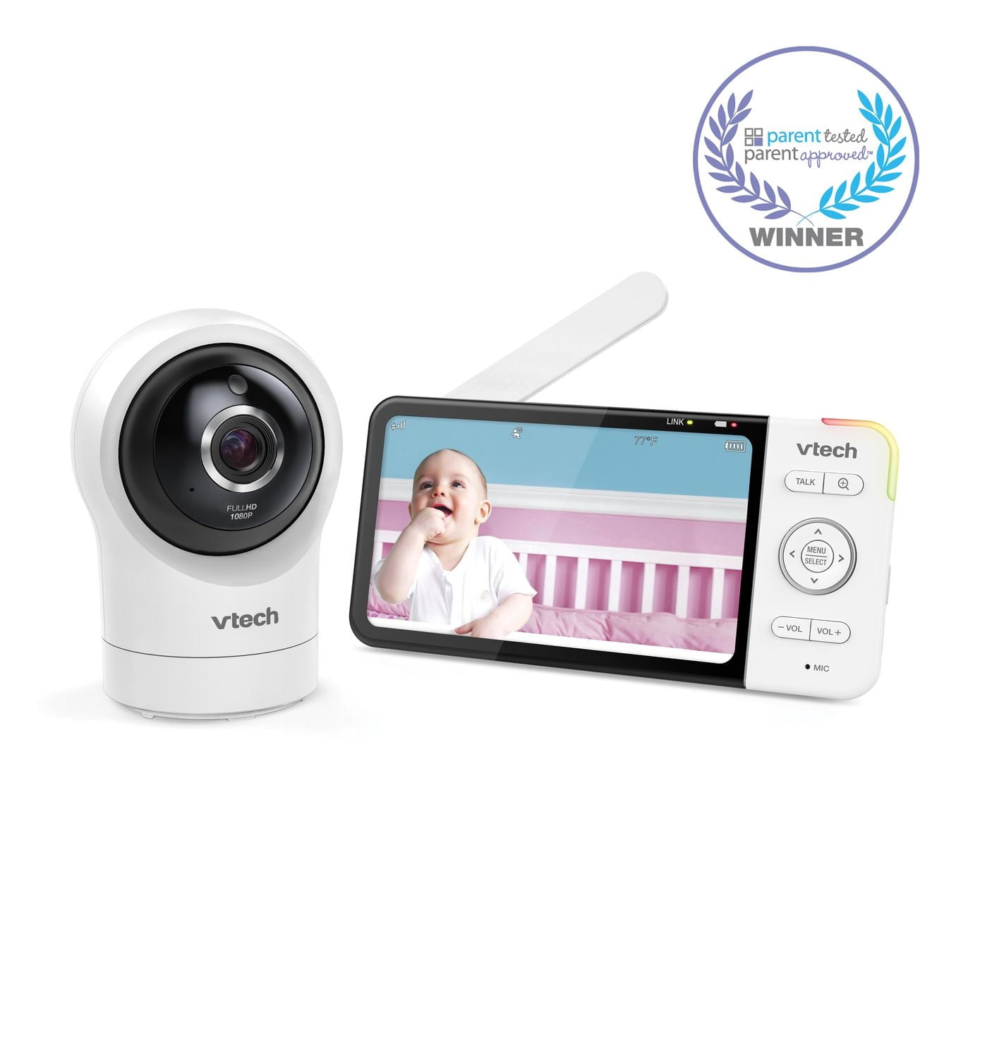 VTech RM5764HD Smart Wi-Fi Video Baby Monitor with 5” display and 1080p HD 360 degree Panoramic Viewing Pan & Tilt Camera, White