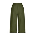 thumbnail image 3 of Pantalon Court en Lin pour Femme - Pantalon d'Été Uni pour Femme à Cinq Points, Grande Taille, Pantalon en Lin Décontracté, Pantalon d'Été Uni pour Femme, Grande Taille, Pantacourt Décontracté Vert Armée TTG, 3 of 6
